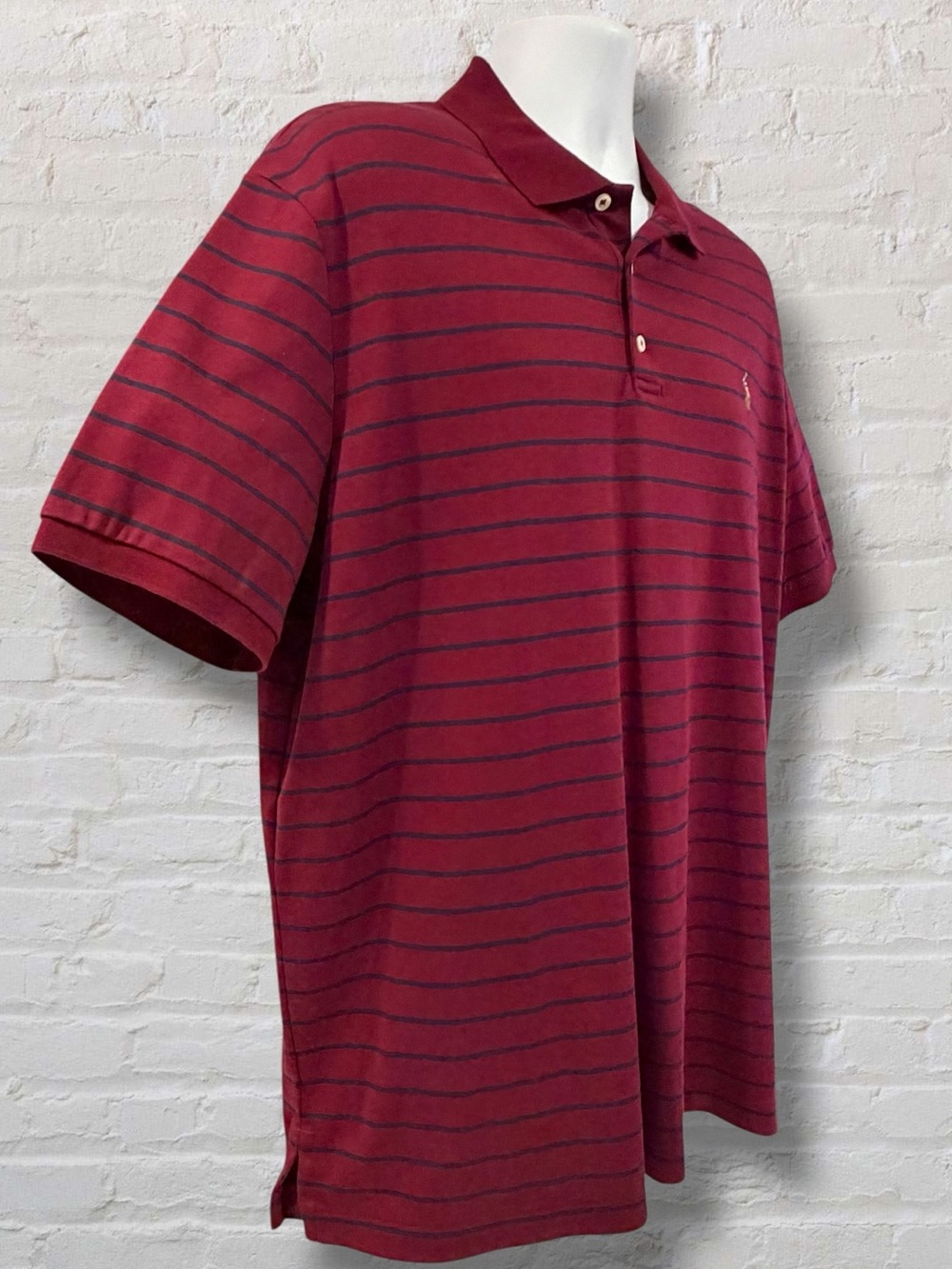 Polo Ralph Lauren Men’s XL Tall Classic Fit Burgundy Navy Stripe Polo Shirt - Picture 5 of 8